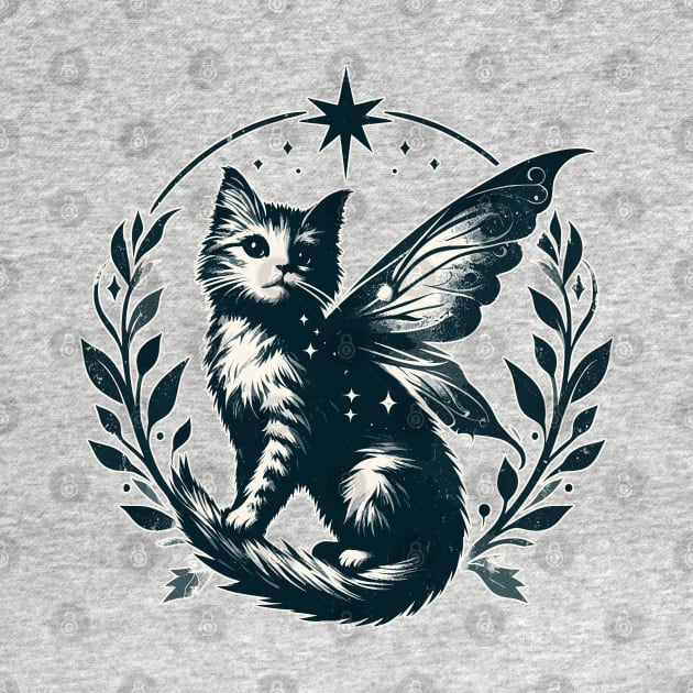 Retro Vintage Magical Fairy Cat by TomFrontierArt